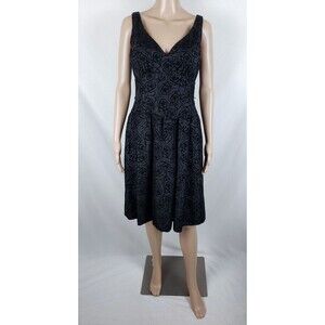 Jones Wear Black Velvet Satin Dress Womens 6 Floral Dark Romantic Elegant Goth
